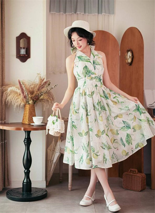 Forest Wardrobe Afternoon Forest Vintage Halter Neck Backless Dress