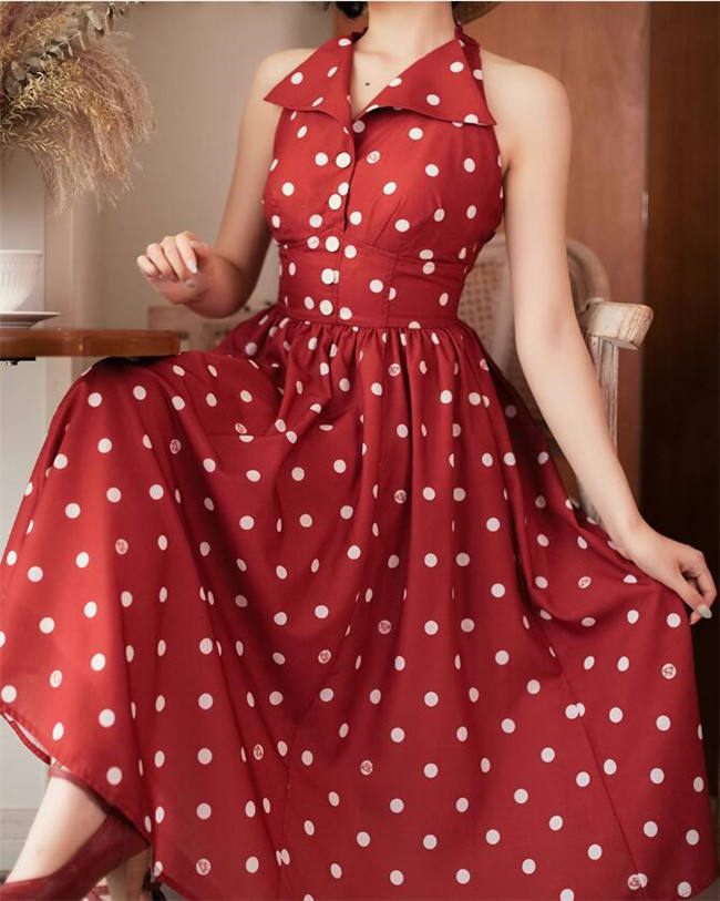Forest Wardrobe Afternoon Forest Vintage Halter Neck Backless Dress