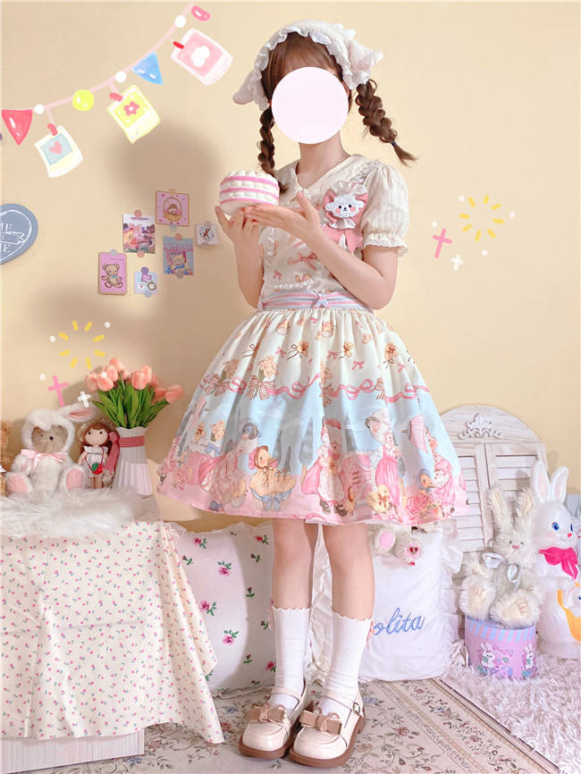 Cute Lamb and Duck Print Sweet Lolita Dress