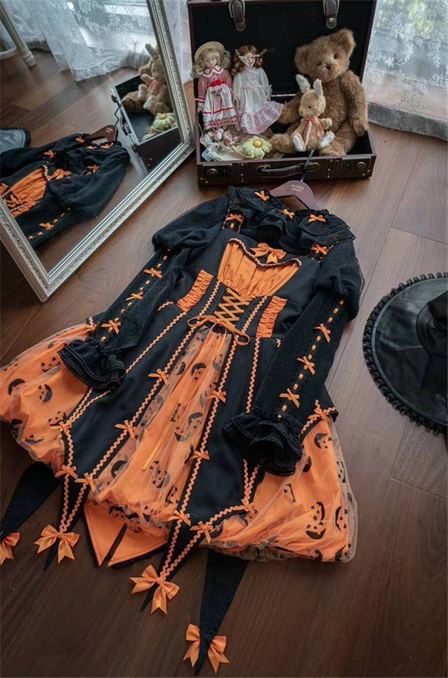 Lemon Honey Jack-O-Lantern Halloween Lolita Dress, Blouse and Accessories