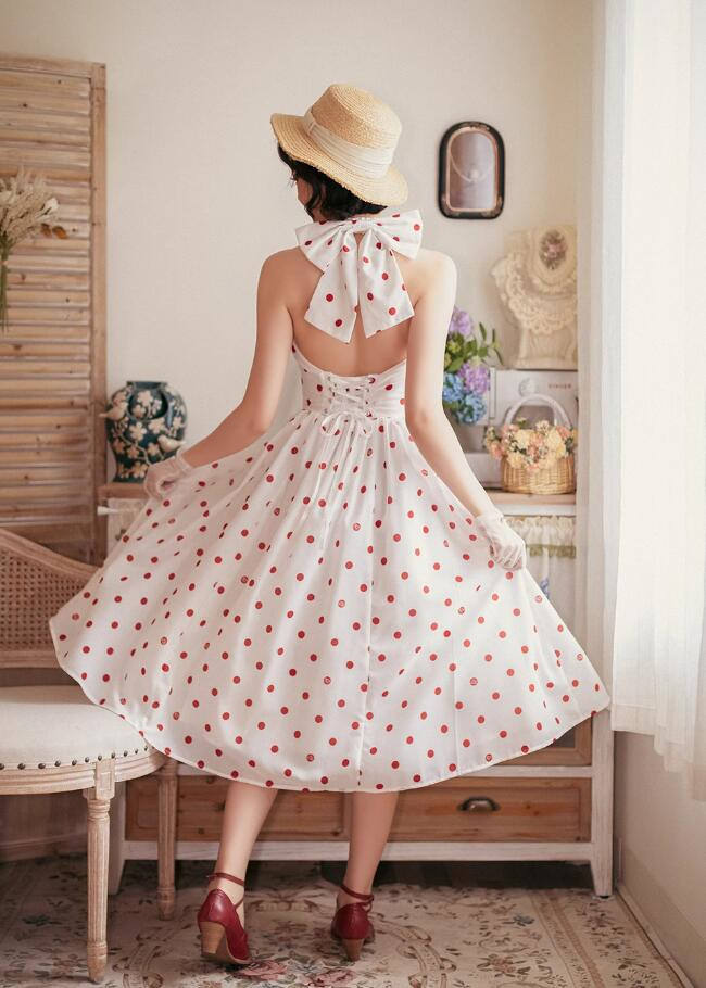 Forest Wardrobe Afternoon Forest Vintage Halter Neck Backless Dress