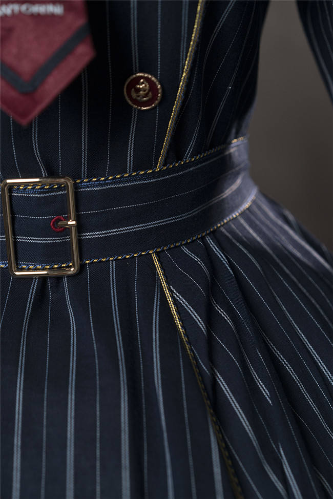 Rabbit Teeth Santorini Stripe Lolita Dress and Hat