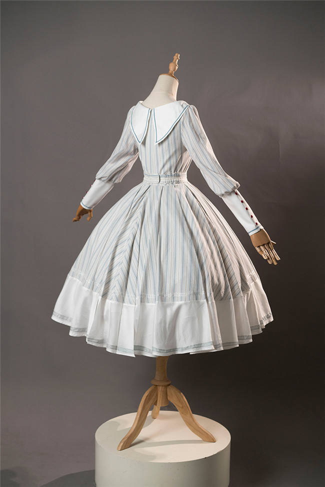 Rabbit Teeth Santorini Stripe Lolita Dress and Hat