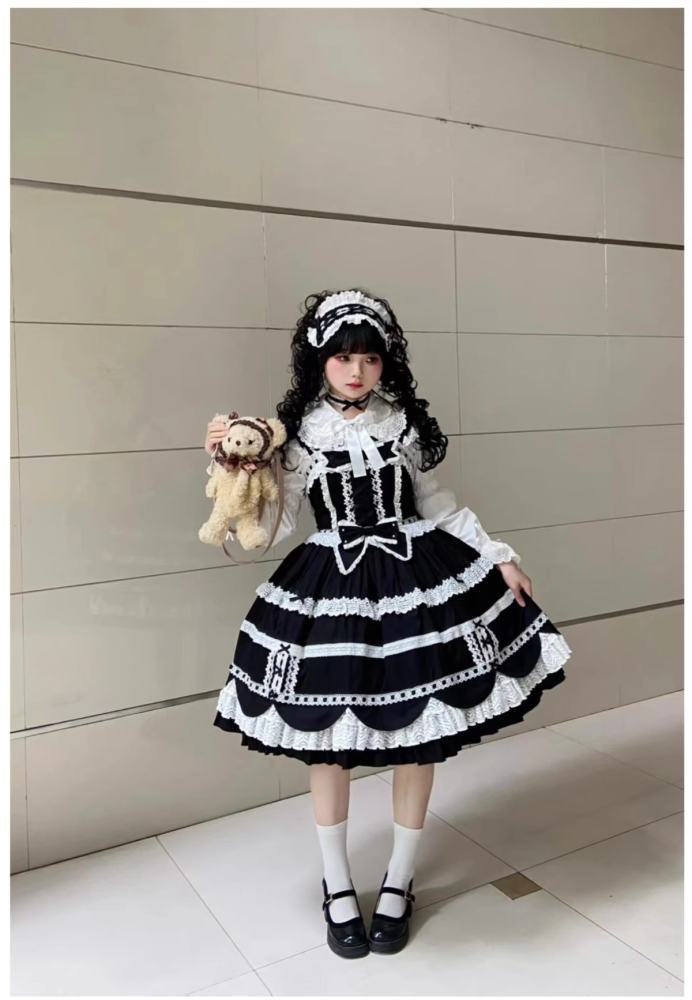Cream Petal Cotton Lolita Dress and Set-in Sleeves