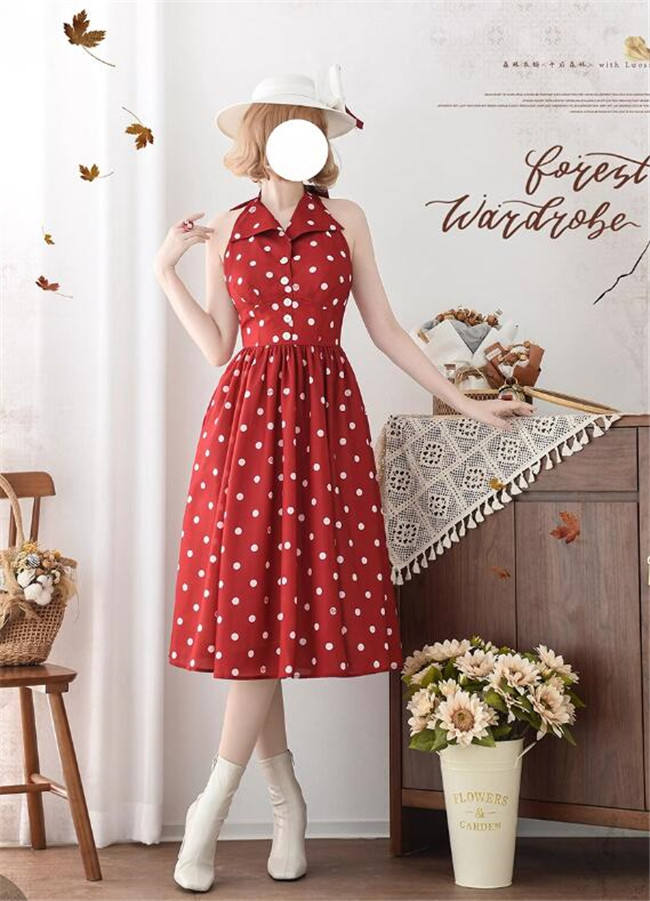 Forest Wardrobe Afternoon Forest Vintage Halter Neck Backless Dress