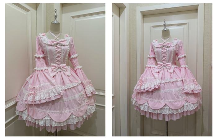 Cream Petal Cotton Lolita Dress and Set-in Sleeves