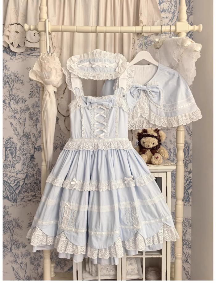 Cream Petal Cotton Lolita Dress and Set-in Sleeves