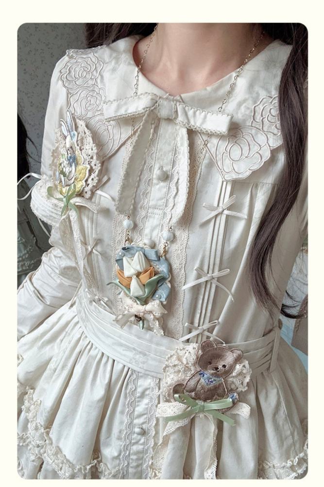 Nansheng Pavilion ~Flower Rabbit Little Bear~ Plus Size Lolita JSK OP and Blouse