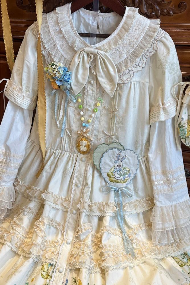 Nansheng Pavilion ~Flower Rabbit Little Bear~ Plus Size Lolita JSK OP and Blouse
