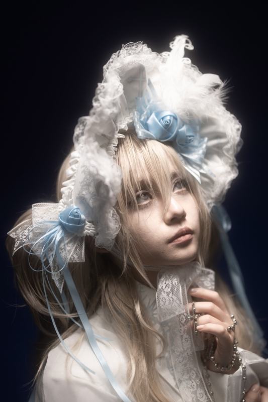 Psyche Manie ~Le Confessionnal des Anges~ Gothic Lolita Bonnet Flower Ball and Side Clip