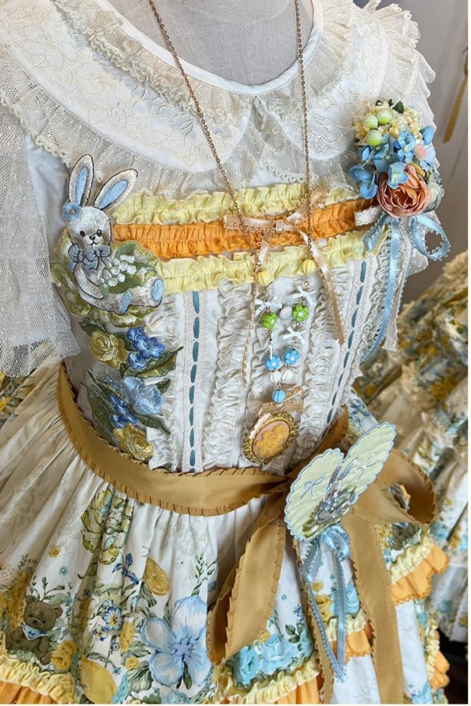 Nansheng Pavilion ~Flower Rabbit Little Bear~ Lolita Hat Bag and Necklace