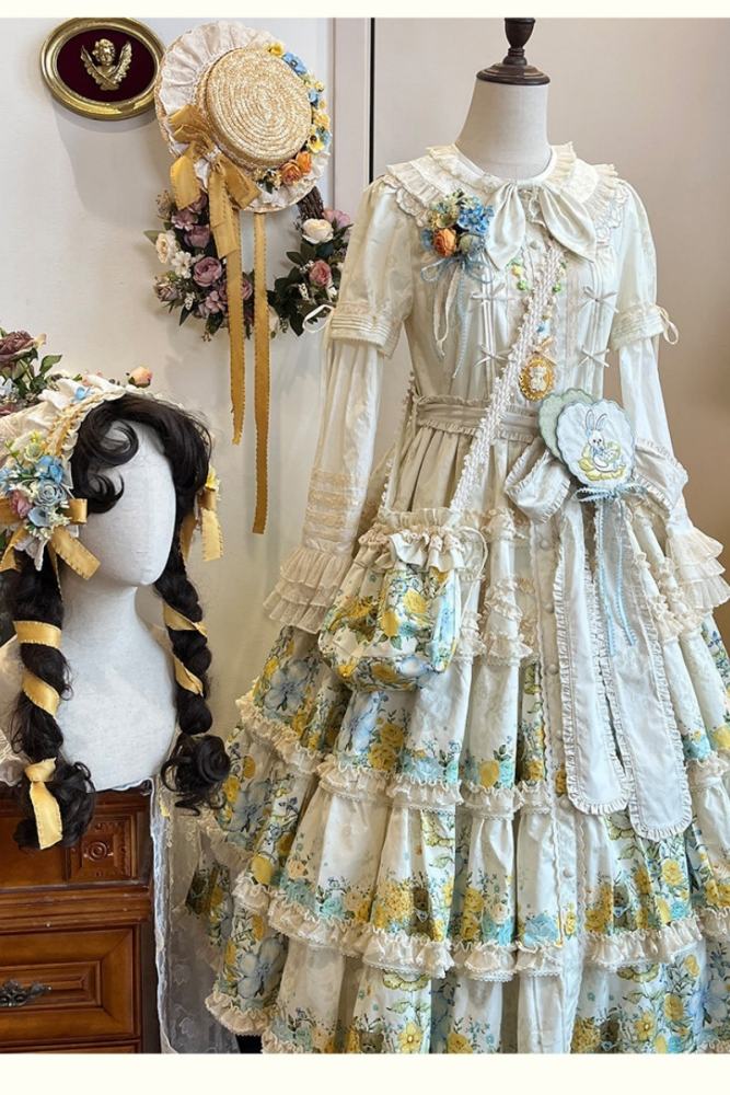 Nansheng Pavilion ~Flower Rabbit Little Bear~ Lolita Hat Bag and Necklace