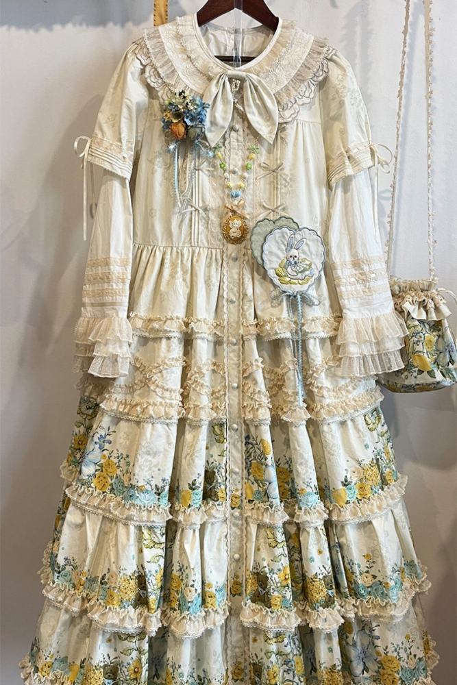 Nansheng Pavilion ~Flower Rabbit Little Bear~ Plus Size Lolita JSK OP and Blouse
