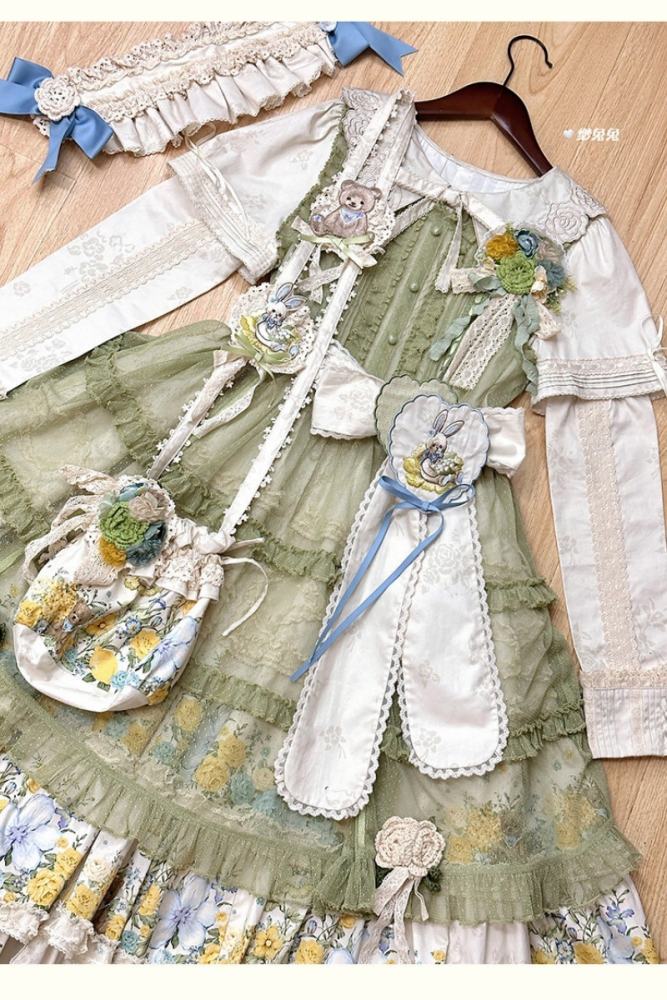 Nansheng Pavilion ~Flower Rabbit Little Bear~ Lolita Hat Bag and Necklace