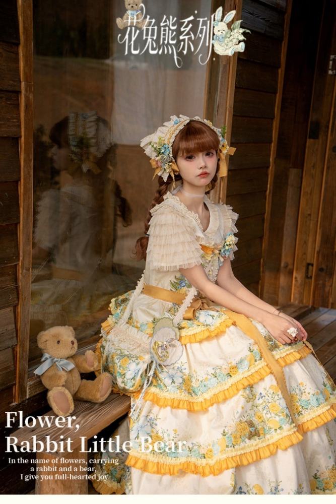Nansheng Pavilion ~Flower Rabbit Little Bear~ Lolita Hat Bag and Necklace