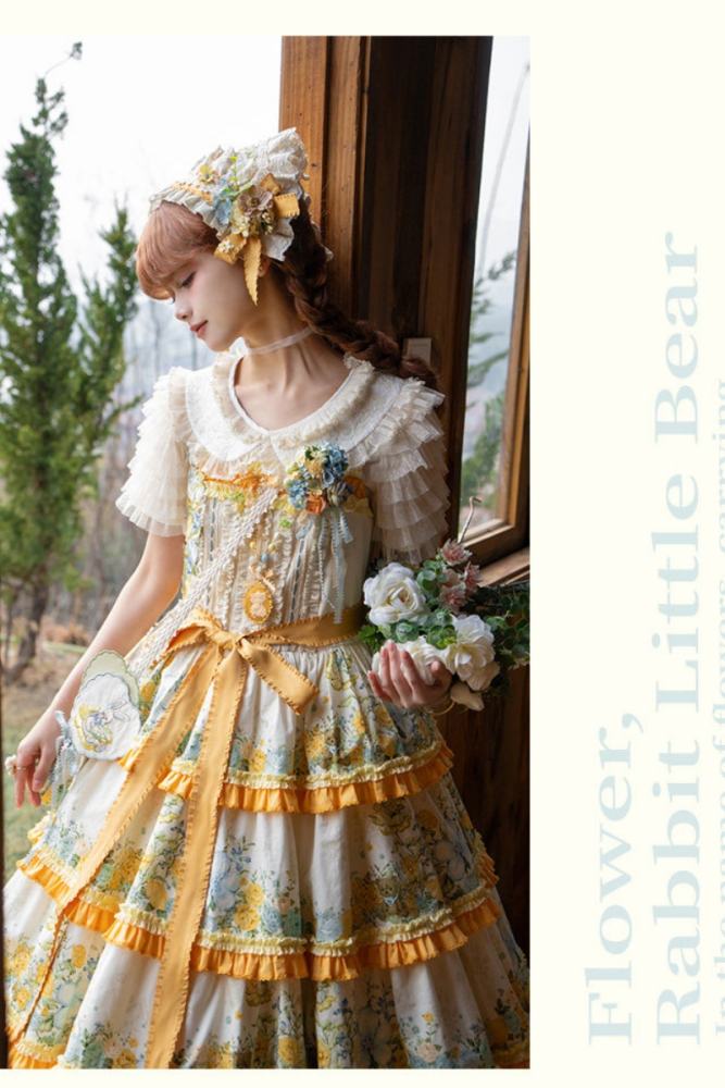 Nansheng Pavilion ~Flower Rabbit Little Bear~ Plus Size Lolita JSK OP and Blouse