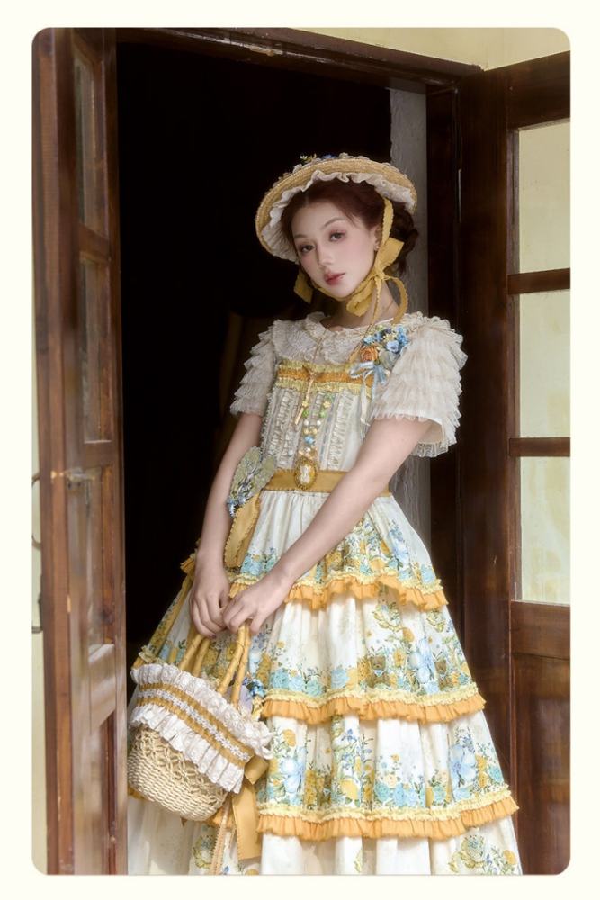 Nansheng Pavilion ~Flower Rabbit Little Bear~ Plus Size Lolita JSK OP and Blouse