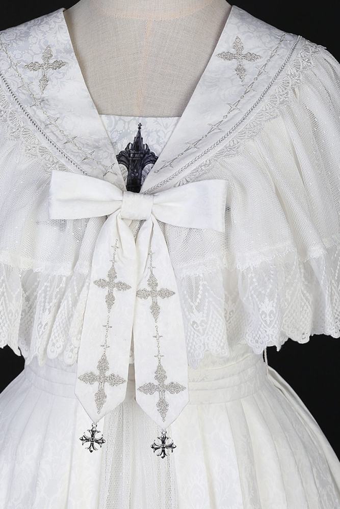 Church and Cross Print Lolita Jumper Dress and Cape