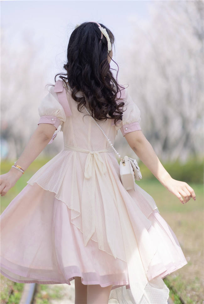 Peach Embroidery Pink Qi Lolita Dress