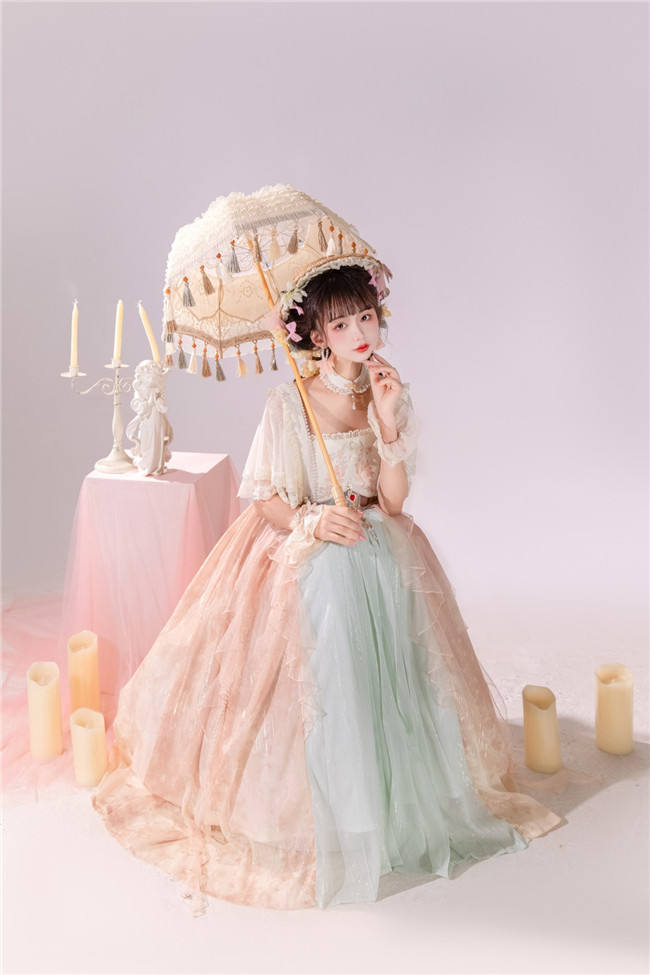 Chinese Hanfu Jumper Dress and Tippet Set