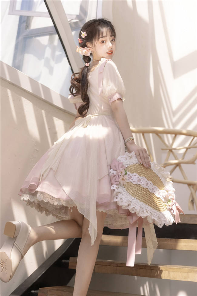 Peach Embroidery Pink Qi Lolita Dress