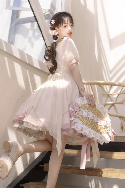 Peach Embroidery Pink Qi Lolita Dress