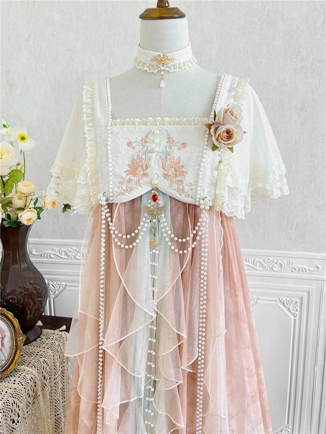Chinese Hanfu Jumper Dress and Tippet Set