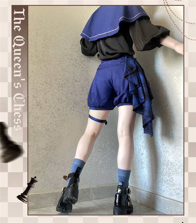 Queen's Game Ouji Lolita Blouse, Cape, Short Pants Red Green Blue