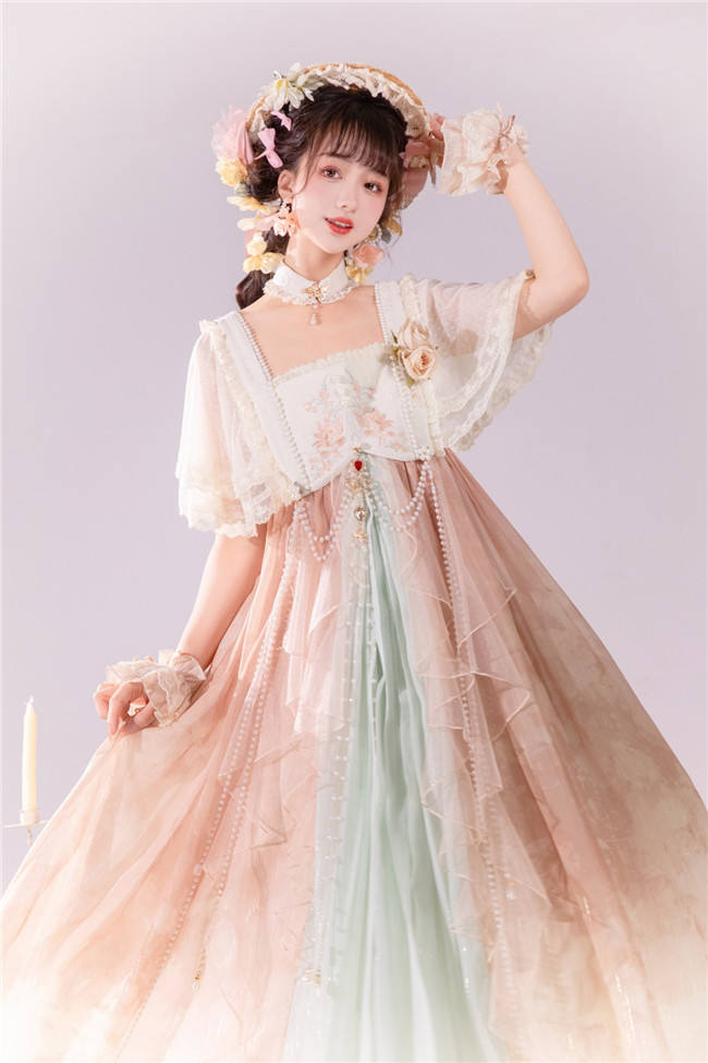 Chinese Hanfu Jumper Dress and Tippet Set