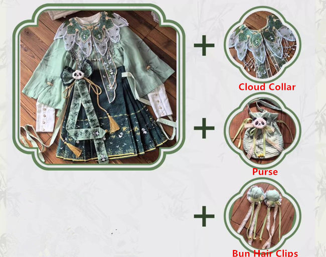 Pandas and Bamboo Theme Chinese Hanfu Set