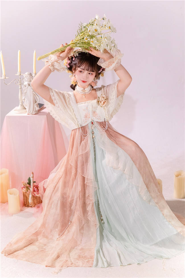 Chinese Hanfu Jumper Dress and Tippet Set