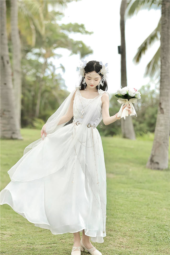 Greek Inspired White Lolita Jumper Dress