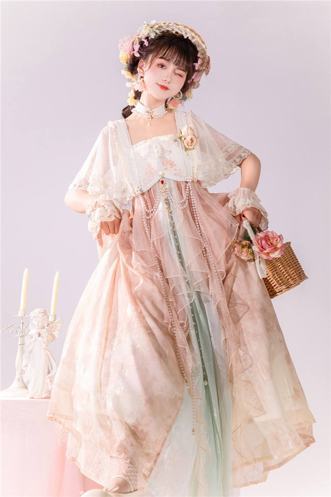Chinese Hanfu Jumper Dress and Tippet Set