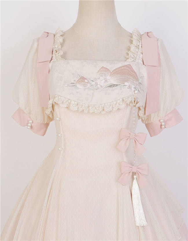 Peach Embroidery Pink Qi Lolita Dress