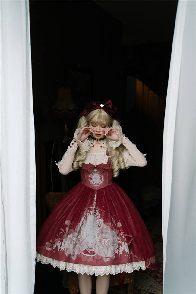 Mystery Land Bunny Print Classic Lolita Dress and Blouse