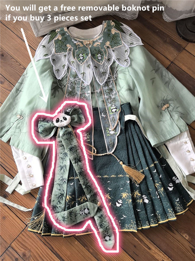 Pandas and Bamboo Theme Chinese Hanfu Set