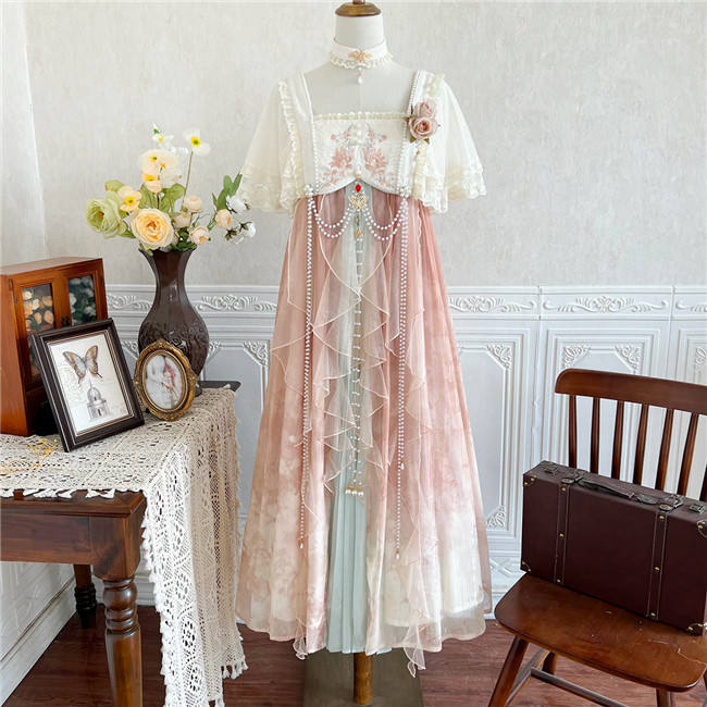 Chinese Hanfu Jumper Dress and Tippet Set