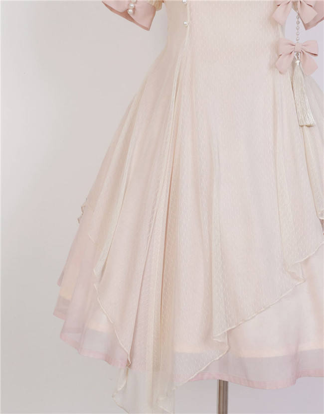 Peach Embroidery Pink Qi Lolita Dress