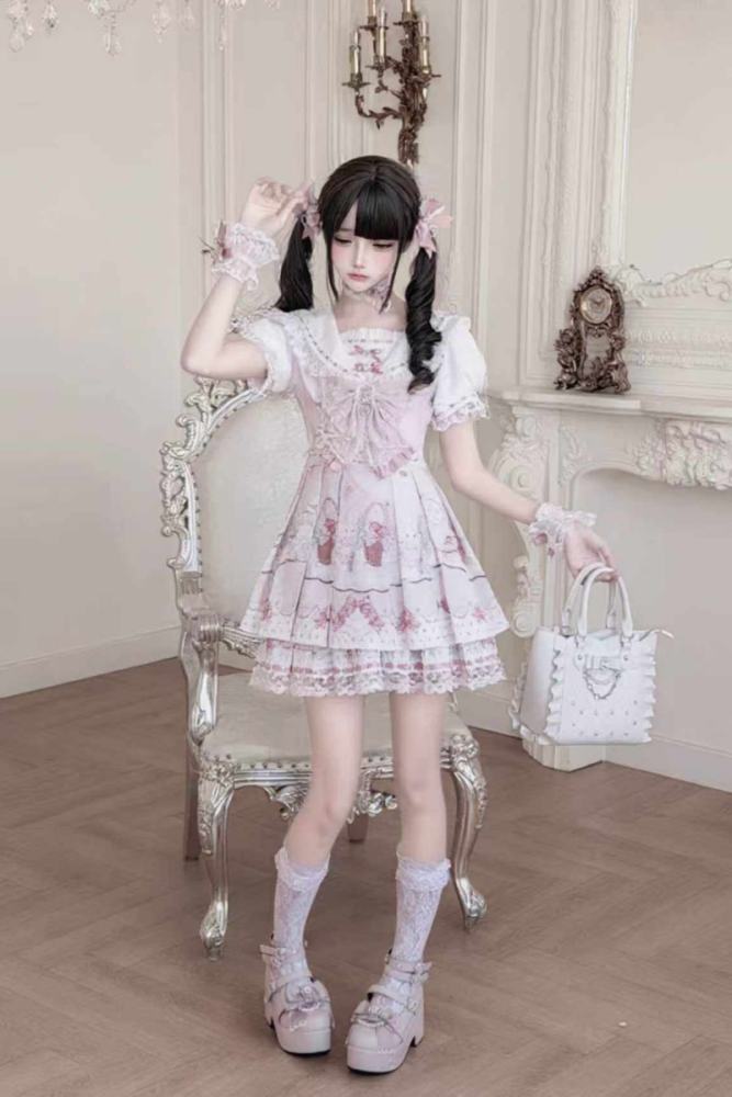 Ekomi ~Strawberry Rabbit~ Jirai Kei Dress and Skirt
