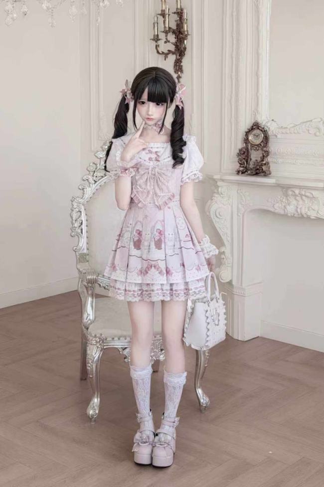 Ekomi ~Strawberry Rabbit~ Jirai Kei Dress and Skirt
