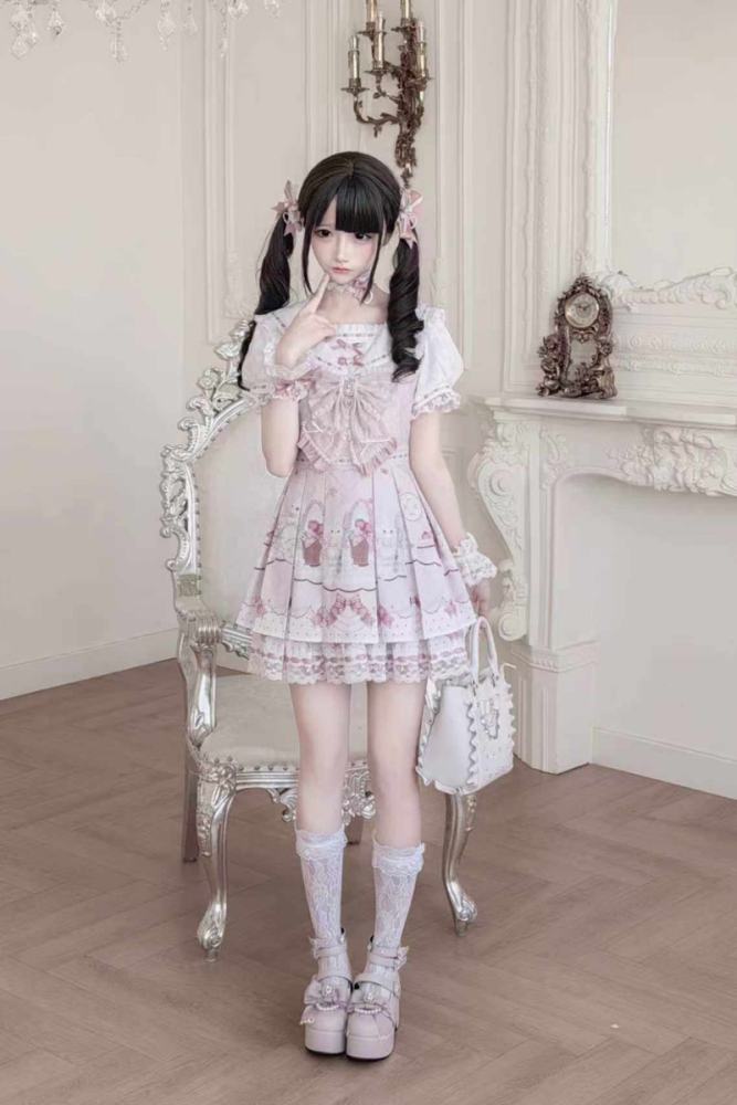 Ekomi ~Strawberry Rabbit~ Jirai Kei Dress and Skirt