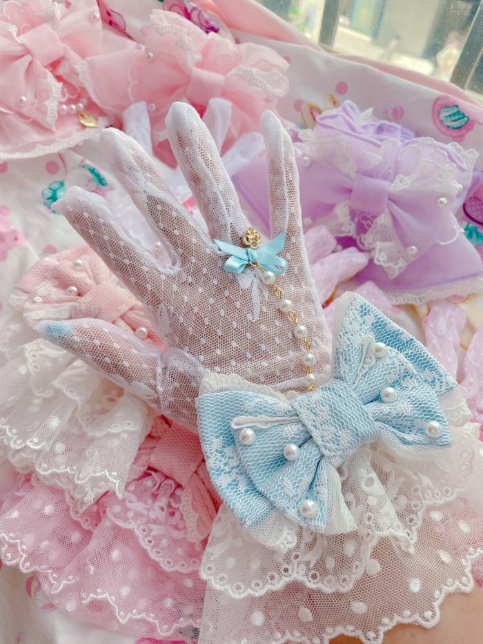 Lacework Bowknot Sweet Lolita Gloves 7 Colors