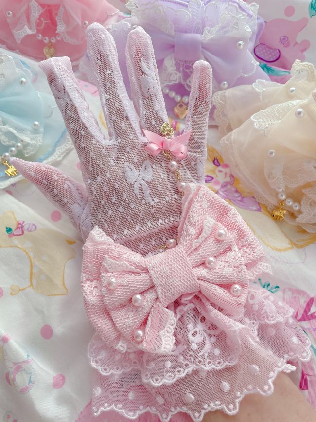 Lacework Bowknot Sweet Lolita Gloves 7 Colors