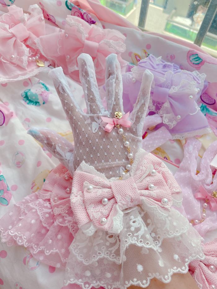 Lacework Bowknot Sweet Lolita Gloves 7 Colors