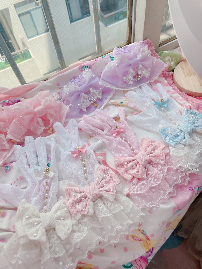 Lacework Bowknot Sweet Lolita Gloves 7 Colors