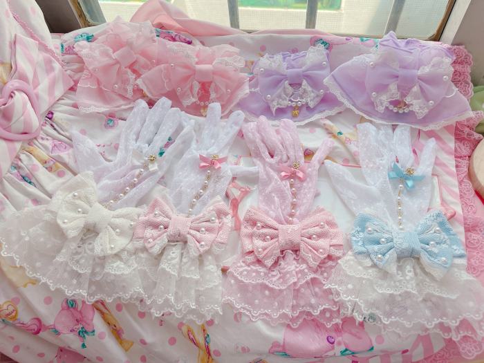 Lacework Bowknot Sweet Lolita Gloves 7 Colors