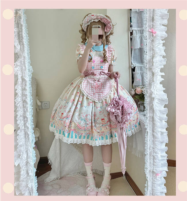 Sheep Party Scarf Collar Plus Size Lolita Dress and Apron