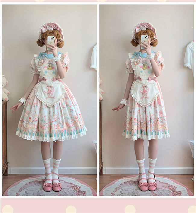 Sheep Party Scarf Collar Plus Size Lolita Dress and Apron