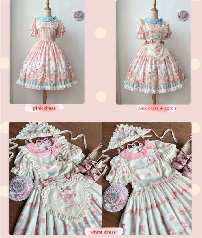 Sheep Party Scarf Collar Plus Size Lolita Dress and Apron