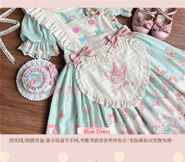 Sheep Party Scarf Collar Plus Size Lolita Dress and Apron